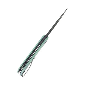 Kubey Thalia Folding Knife Jade G10 Handle 14C28N Drop Point Plain Edge Blackwash Finish KU331N