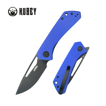 Kubey Thalia Folding Knife Blue G10 Handle 14C28N Drop Point Plain