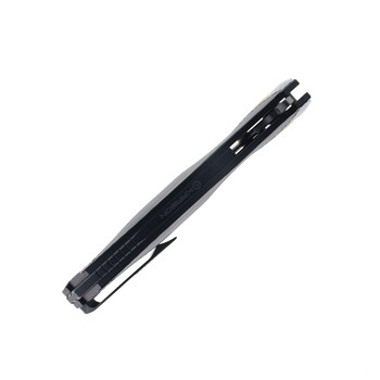 Karbon Liner Lock Folding Knife Black Aluminum Handle Plain Edge KARB120