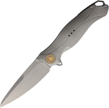 Karbon Liner Lock Folding Knife Gray Aluminum Handle 14c28n Plain Edge Blade KARB119