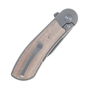 Bestech Vestige Folding Knife Titanium/Natural Micarta Handle Magnacut Plain Edge Fine Stonewash Finish BT2411B Bestech Vestige Folding Knife Titanium/Natural Micarta Handle Magnacut Plain Edge Fine Stonewash Finish BT2411B