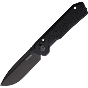 SRM Rubik Ambi Lock Blackout Folding Knife Black Aluminum Handle Ti Coated 14C28N Blade SRM7228BAB