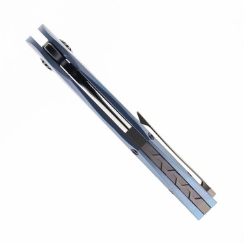 Bestech Marukka Folding Knife Blue Titanium Handle M390 Plain Edge Black Stonewash Finish BT2002B