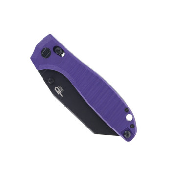 Bestech Liger Folding Knife Purple G10 Handle D2 Plain Edge Black Stonewash Finish BG61E