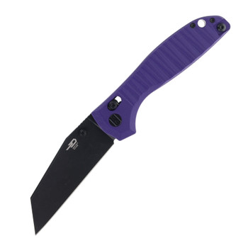 Bestech Liger Folding Knife Purple G10 Handle D2 Plain Edge Black