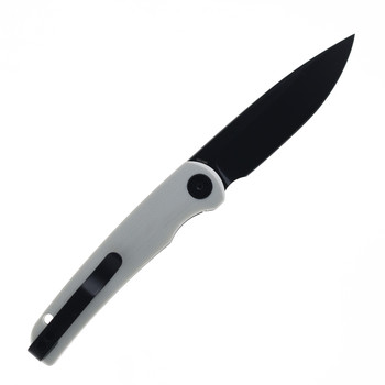 Miguron Mini Akri Folding Knife White G10 Handle 14C28N Drop Point Plain Black Blade MGR-801WHS