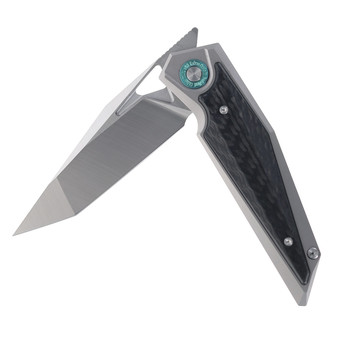 TwoSun Folding Knife Titanium/Carbon Fiber Handle YJ01-V1 Plain Edge TS377-YJ01-V1