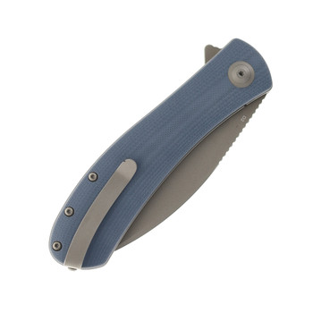 Trollsky Mandu Folding Knife Grey G10 Handle D2 Plain Edge Dark Bead Blast Finish MT001-XL