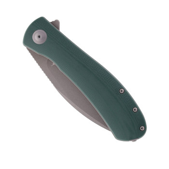 Trollsky Mandu Folding Knife Green G10 Handle D2 Plain Edge Dark Beadblast Finish MT007-XL