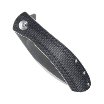 Trollsky Mandu Folding Knife Black Micarta Handle D2 Plain Edge Satin Finish MT009-XL