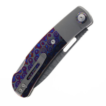Maxace  Beetle 2.0 Folding Knife Zirconium Handle Damascus Plain Edge