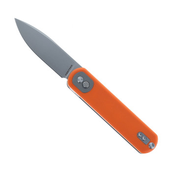 Vosteed Corgi Folding Knife Orange G10 Handle 14C28N Drop Point Plain Edge Bead Blast Stonewash Finish A0731