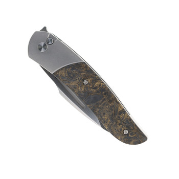 Bastard Knives Alcyon Folding Knife Marbled Gold Handle M390 Plain Edge Satin Finish Alcyon-GD