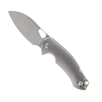 Giant Mouse Biblio XL Folding Knife Gray Titanium Handle Magnacut Plain Edge Satin Finish