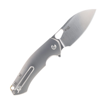 Giant Mouse Biblio XL Folding Knife Gray Titanium Handle Magnacut Plain Edge Satin Finish