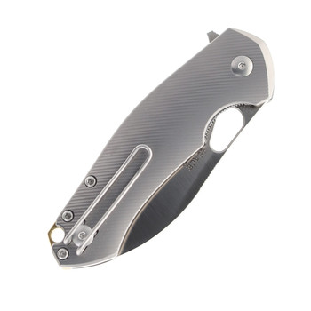 Giant Mouse Biblio XL Folding Knife Gray Titanium Handle Magnacut Plain Edge Satin Finish