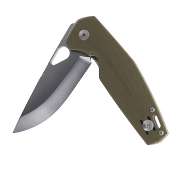 GiantMouse Folding Knife Green G10 Handle S90V Plain Edge Satin Finish NIMBUS-V3-GRN- G10-SCANDI