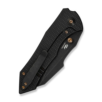 WE High-Fin XL Folding Knife Diamond Black Titanium Handle 20CV Plain Black Blade WE24010-1