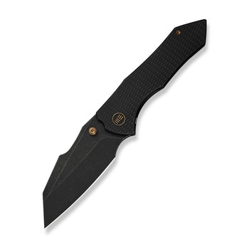 WE High-Fin XL Folding Knife Diamond Black Titanium Handle 20CV Plain Black Blade WE24010-1