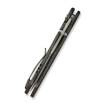 WE High-Fin XL Folding Knife Diamond Tiger Stripe Titanium Handle 20CV Plain Edge Polsihed Bead Blast Finish WE24010-4