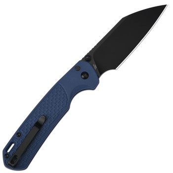 CJRB Large Pyrite Folding Knife Blue FRN Handle AR-RPM9 Plain Edge Black Stonewash Finish J1945L-BBU