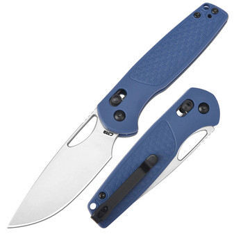 CJRB Acacia Folding Knife Blue FRN Handle AR-RPM9 Plain Edge Stonewash Finish J1952-BU