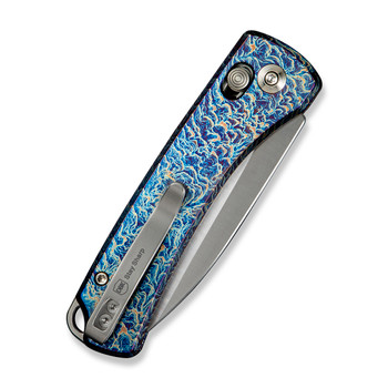 WE Nightblade Folding Knife Flamed Titanium Handle 20CV Plain Edge Hand Rubbed Satin Finish WE22046-4