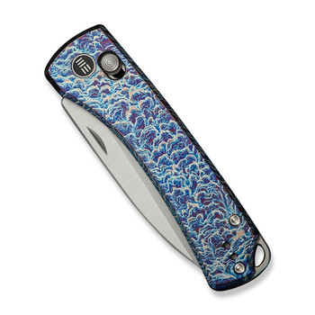 WE Nightblade Folding Knife Flamed Titanium Handle 20CV Plain Edge Hand Rubbed Satin Finish WE22046-4