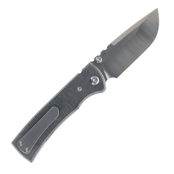 Chaves Knives Blue Label Redencion 229 Folding Knife Black Micarta Handle Elmax Drop Point Plain Edge Belt Finish