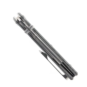 Chaves Knives Blue Label Redencion 229 Folding Knife Black Micarta Handle Elmax Drop Point Plain Edge Belt Finish