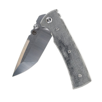Chaves Knives Blue Label Redencion 229 Folding Knife Black Micarta Handle Elmax Tanto Plain Edge Stonewash Finish