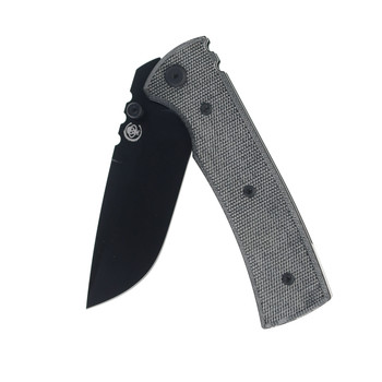 Chaves Knives Blue Label Redencion 229 Folding Knife Black Micarta Handle Elmax Drop Point Plain Edge PVD Finish CHAV14232