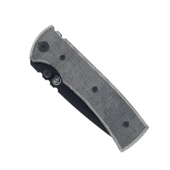 Chaves Knives Blue Label Redencion 229 Folding Knife Black Micarta Handle Elmax Tanto Plain Edge PVD Finish
