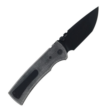 Chaves Knives Blue Label Redencion 229 Folding Knife Black Micarta Handle Elmax Tanto Plain Edge PVD Finish