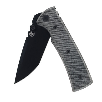 Chaves Knives Blue Label Redencion 229 Folding Knife Black Micarta Handle Elmax Tanto Plain Edge PVD Finish