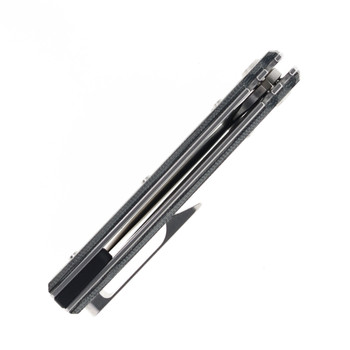 Chaves Knives Blue Label Redencion Street Folding Knife Black Micarta Handle Elmax Drop Point Plain Edge Belt Finish