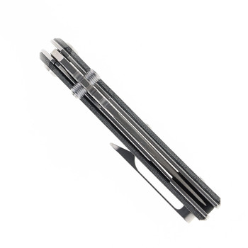 Chaves Knives Blue Label Redencion Street Folding Knife Black Micarta Handle Elmax Drop Point Plain Edge Belt Finish