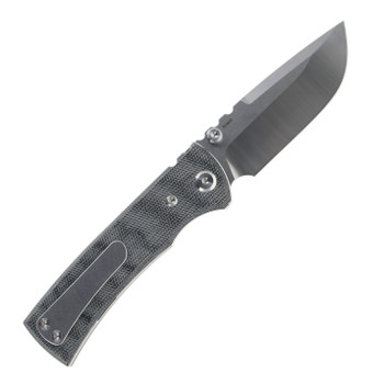 Chaves Knives Blue Label Redencion Street Folding Knife Black Micarta Handle Elmax Drop Point Plain Edge Belt Finish