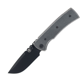 Chaves Knives Blue Label Redencion Street Folding Knife Black Micarta Handle Elmax Drop Point Plain Edge PVD Finish