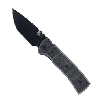 Chaves Knives Redencion Street Folding Knife Black Micarta Handle Elmax Tanto Plain Edge PVD Finish