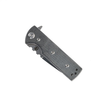Chaves Knives Blue Label T.A.K. Linerlock Folding Knife Black Micarta Handle Elmax Drop Point Plain Edge Belt Finish