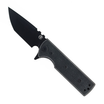 Chaves Knives Blue Label T.A.K. Linerlock Folding Knife Black Micarta Handle Elmax Tanto Plain Edge PVD Finish Chaves Knives Blue Label T.A.K. Linerlock Folding Knife Black Micarta Handle Elmax Tanto Plain Edge PVD Finish