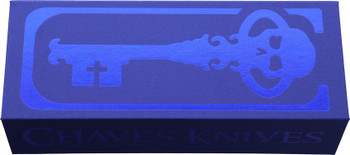 Chaves Knives Blue Label CHUB Flipper Folding Knife Black Micarta Handle Razor Plain Edge Stonewash Finish