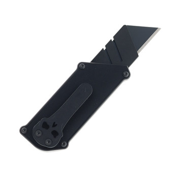 Chaves Knives Blue Label CHUB Flipper Folding Knife Black Aluminum Handle Razor Plain Edge