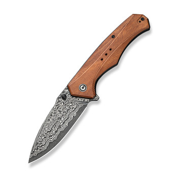 Civivi Photonix Folding Knife Guibourtia Wood Handle Damascus Plain Edge C23081B-DS1