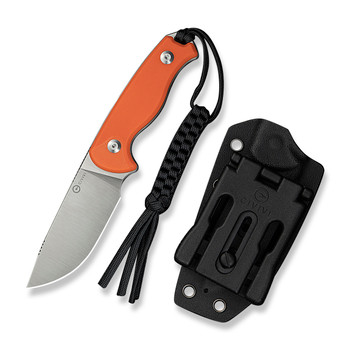 Civivi Timberbark Fixed Blade Knife Orange G10 Handle 14C28N Plain Edge Satin Finish C23094-2