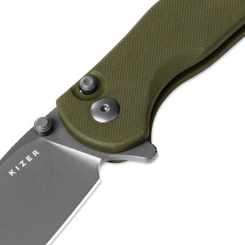 Kizer Mini Grouper Folding Knife Olive Green G10 Handle D2 Plain Edge V3669A3