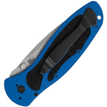 Kershaw Blur Linerlock Folding Knife Blue Aluminum/Black Trac-Tec Handle Magnacut Plain Edge Stonewash Finish 1670NBMAG