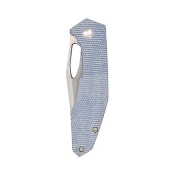 Orbital Knives Callisto Folding Knife Blue Micarta 154CM Plain Edge Stonewash Finish]