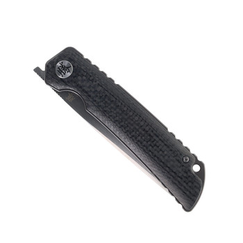 Katsu Folding Knife Black Carbon Fiber Handle 154CM Plain Edge CK01